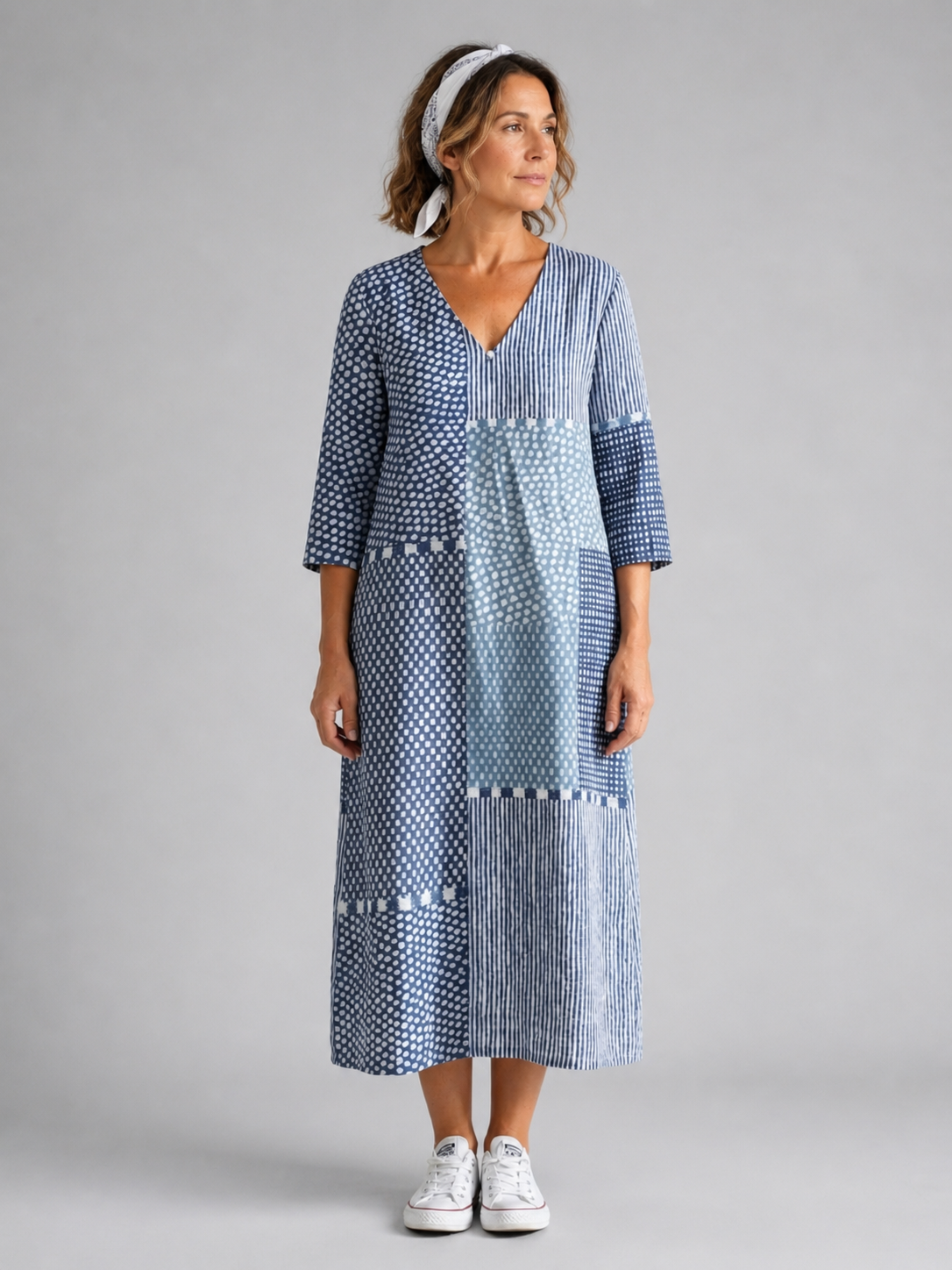 Doris | Vestido midi patchwork