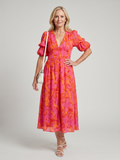Petra | Vestido midi con mangas abullonadas y estampado floral
