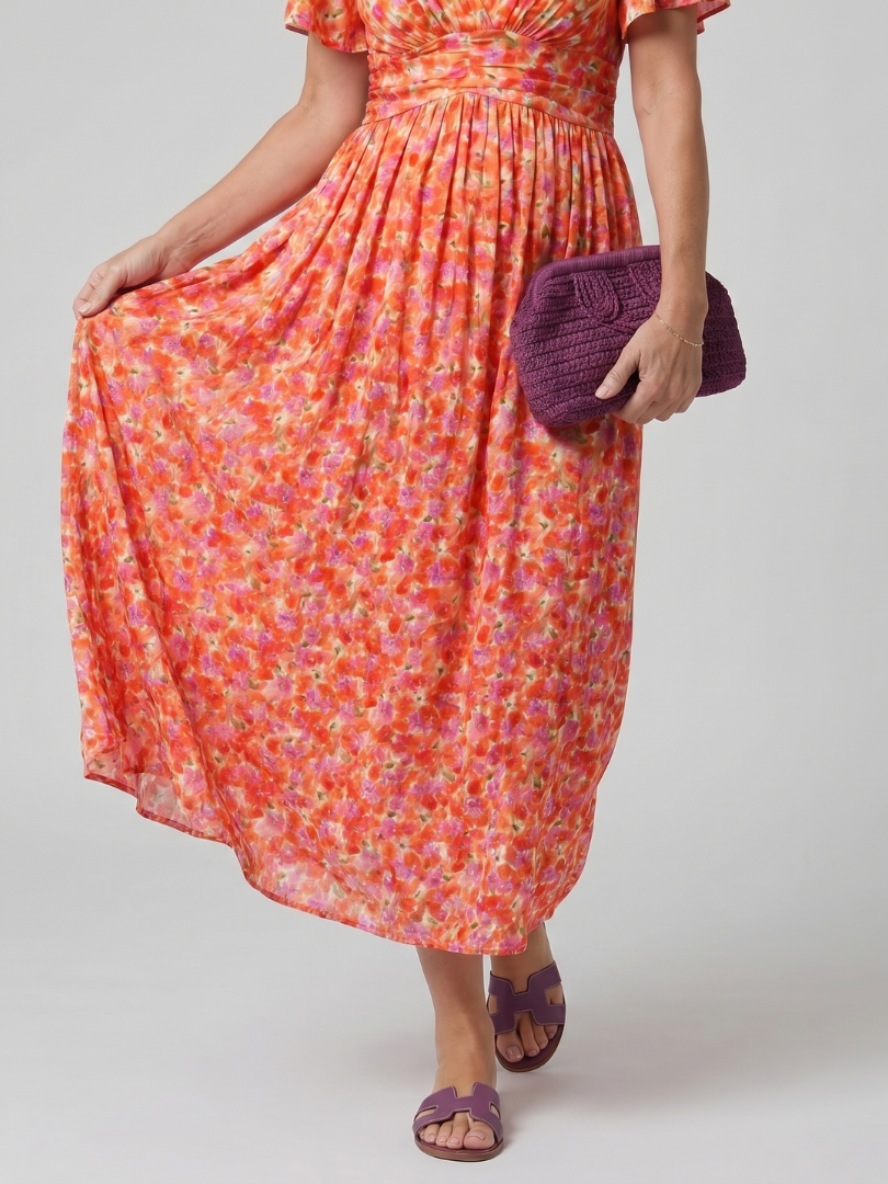 Hanna | Vestido midi con fino estampado de florecitas
