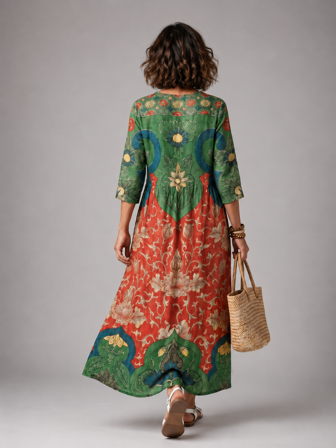 Zoe | Vestido midi con mezcla de estampados