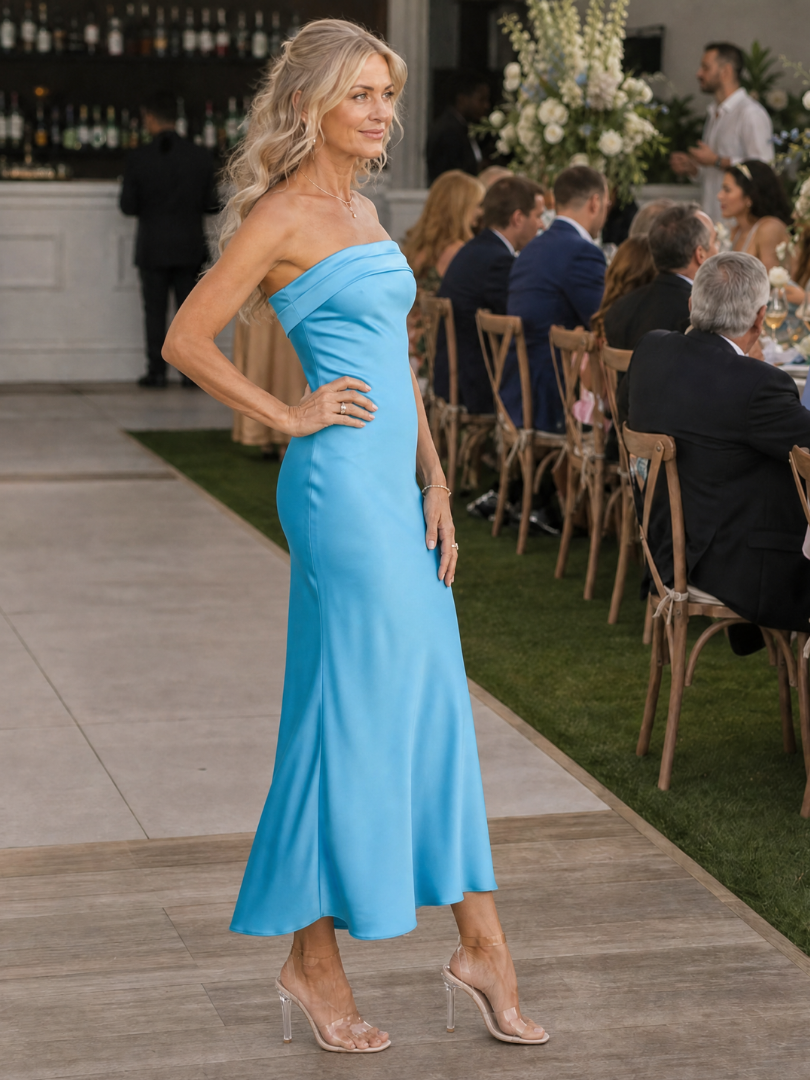 Klara | Vestido midi con hombros al descubierto y silueta entallada