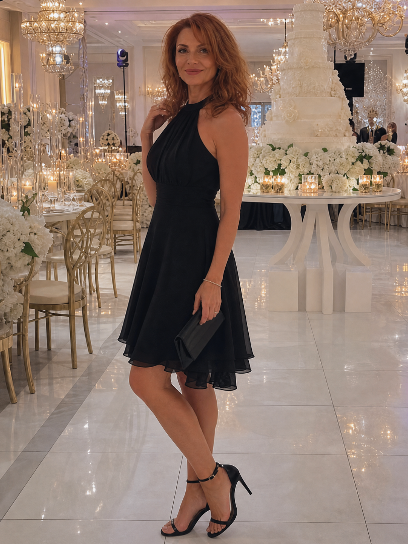 Johanna | Vestido halter midi con bajo escalonado