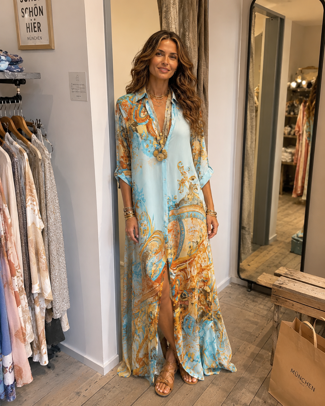 Liane | Vestido largo floral con botonadura