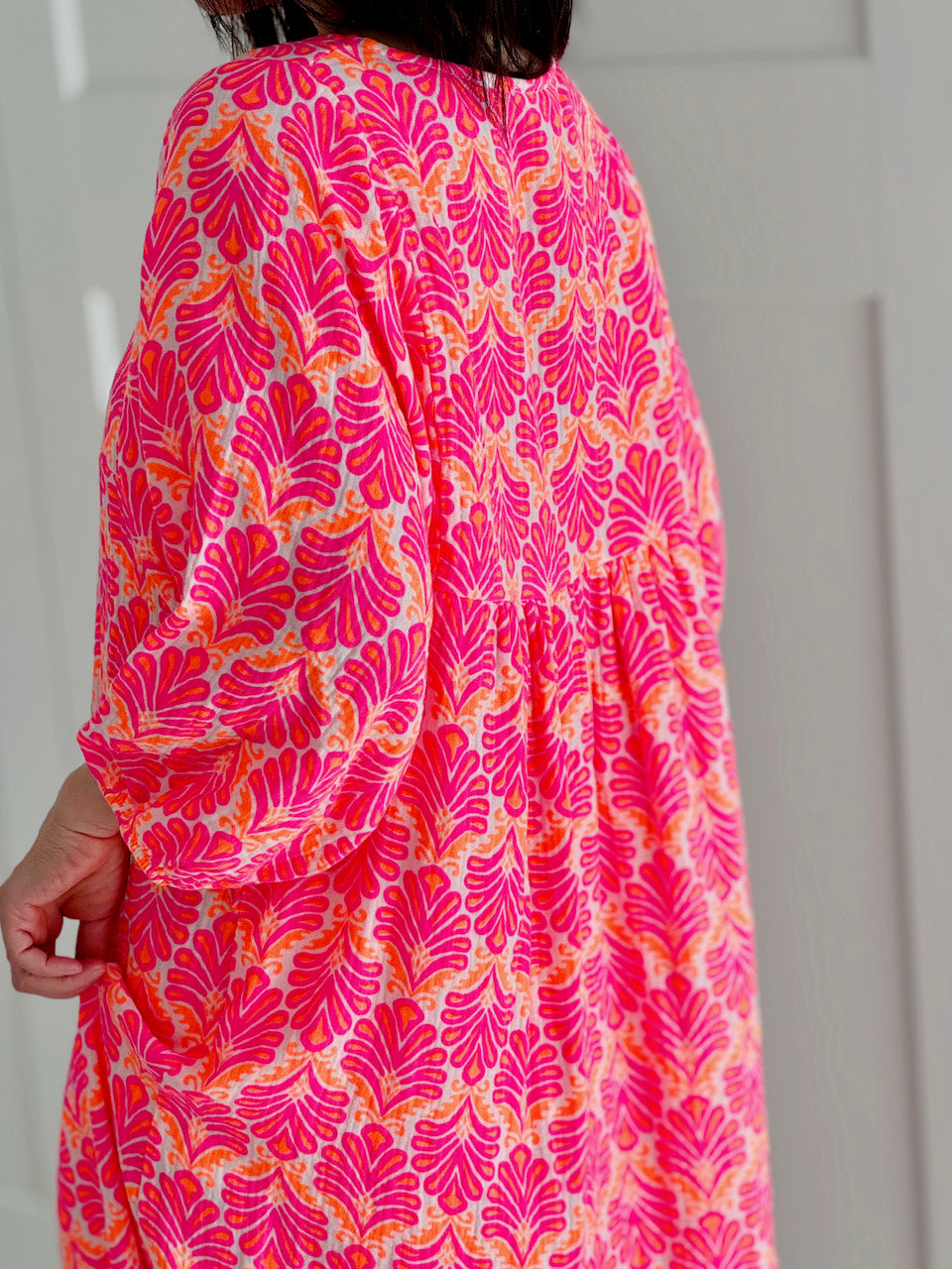 Vestido de Muselina, Clásico, Hojas de Palmera, 2 colores