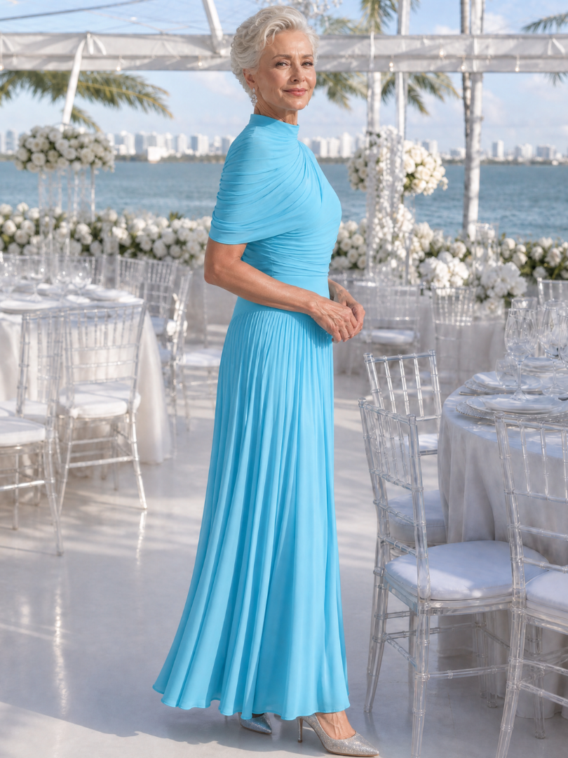 Romy | Vestido maxi asimétrico con parte superior drapeada