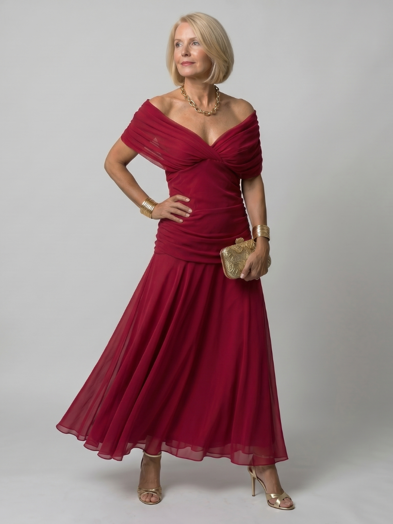 Silke | Vestido midi de hombros descubiertos