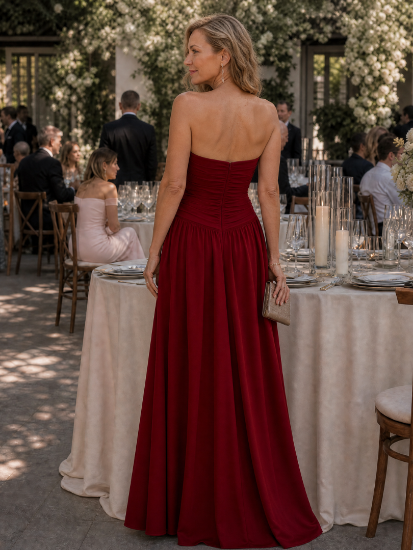 Yvonne | Vestido midi con hombros al descubierto y fruncido