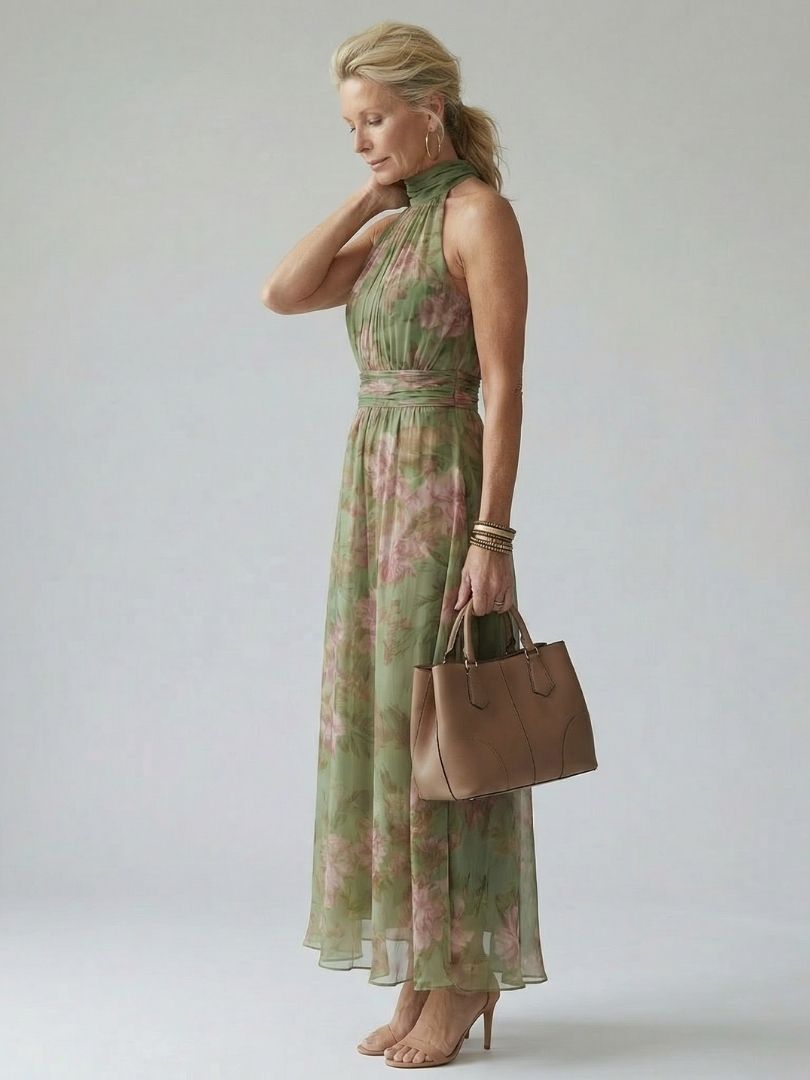Paula | Vestido midi con halter fruncido