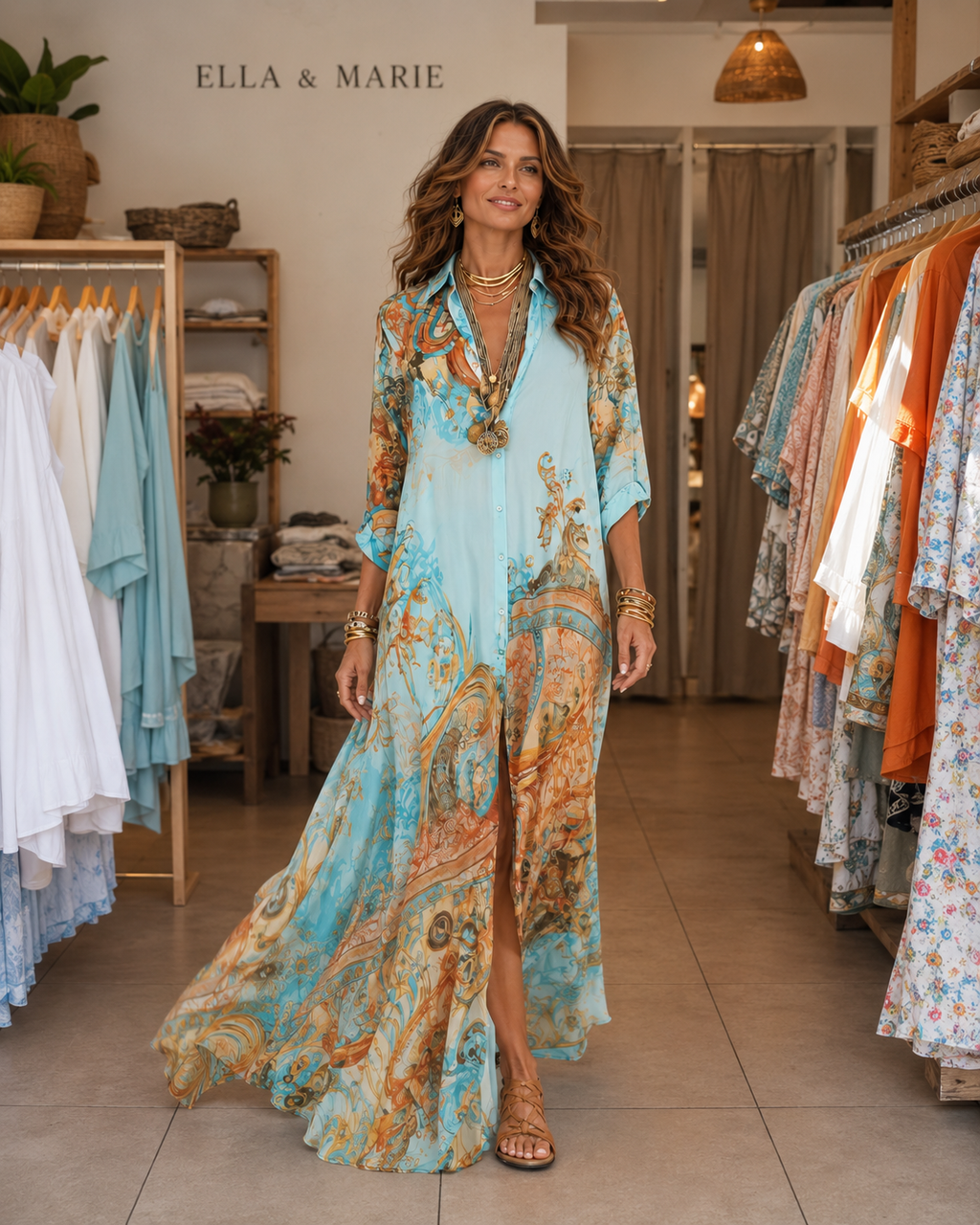 Liane | Vestido largo floral con botonadura