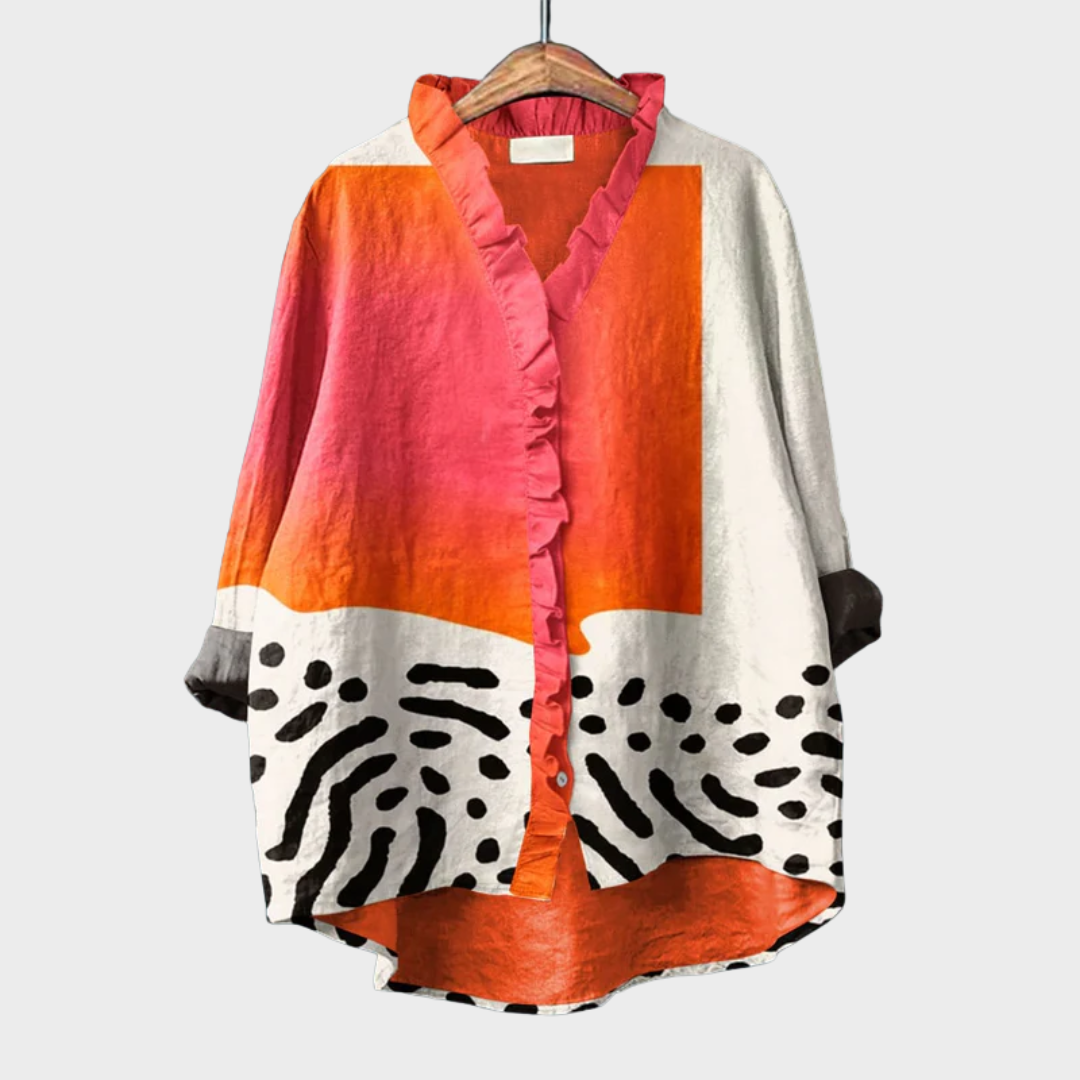 Blusa statement – corte holgado con diseño artístico