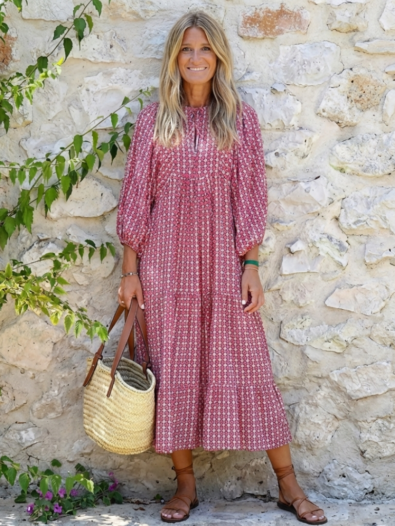 Greta | Vestido midi con estampado geométrico