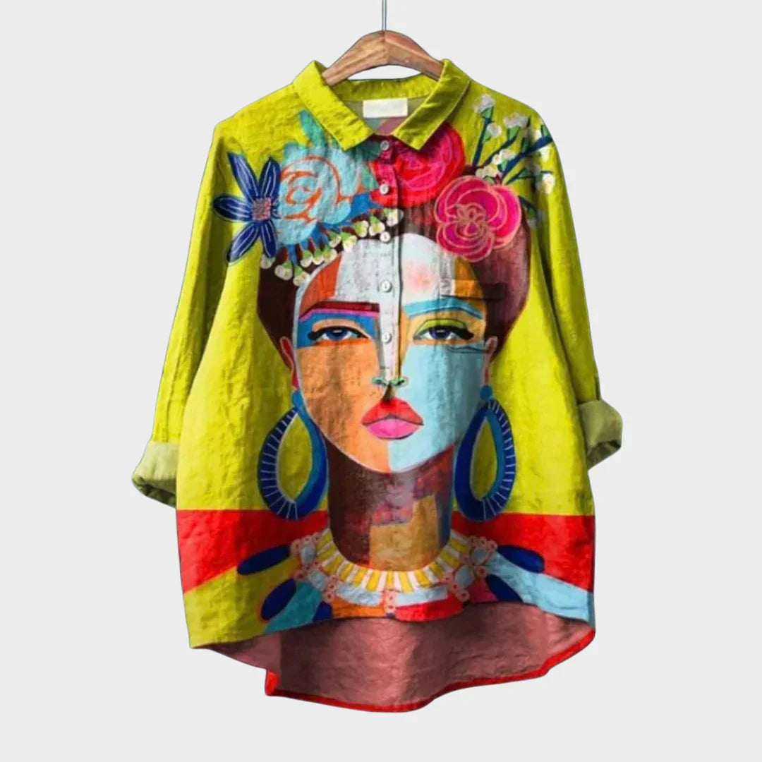 Blusa statement – corte holgado con diseño artístico