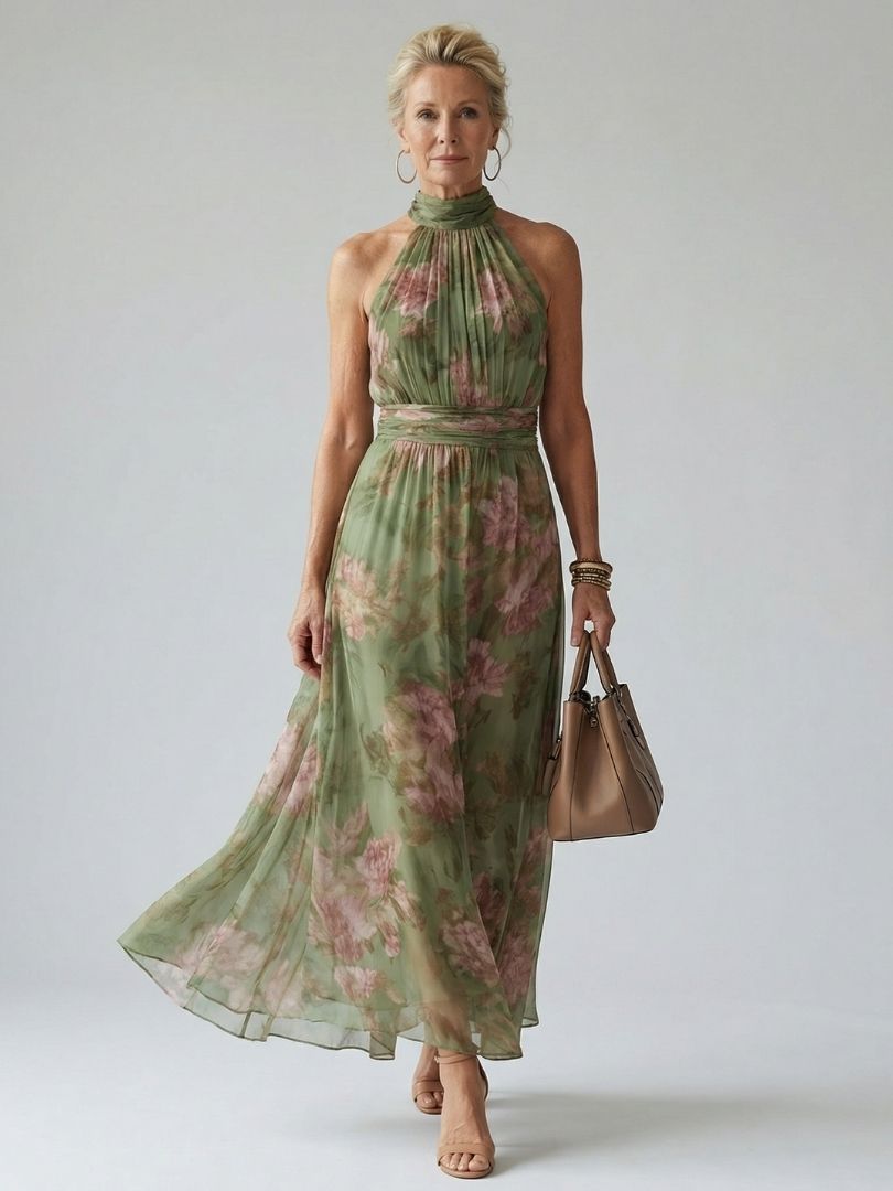 Paula | Vestido midi con halter fruncido