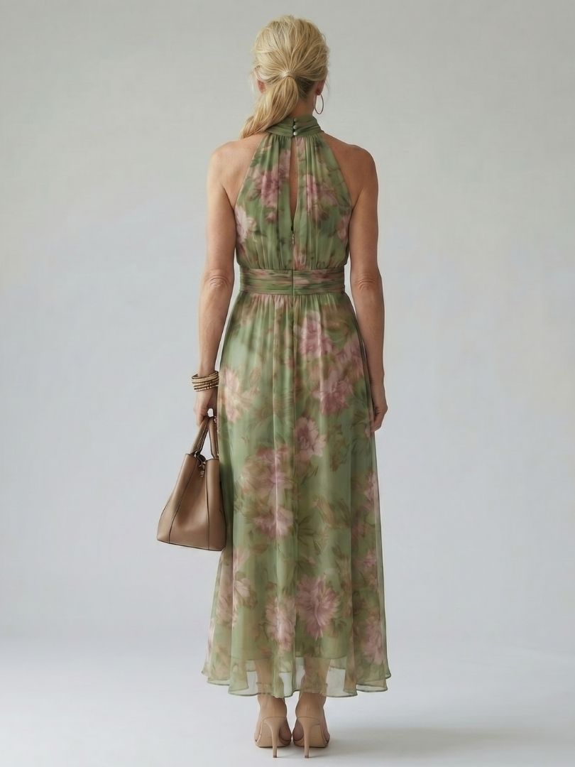 Paula | Vestido midi con halter fruncido