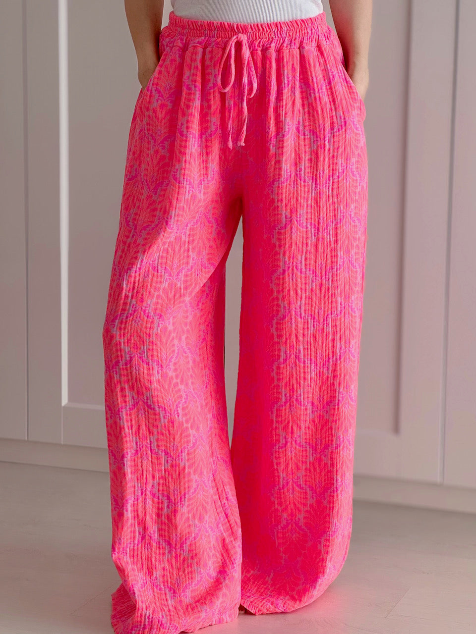 Pantalón de Muselina, Hojas de Palmera, 2 colores
