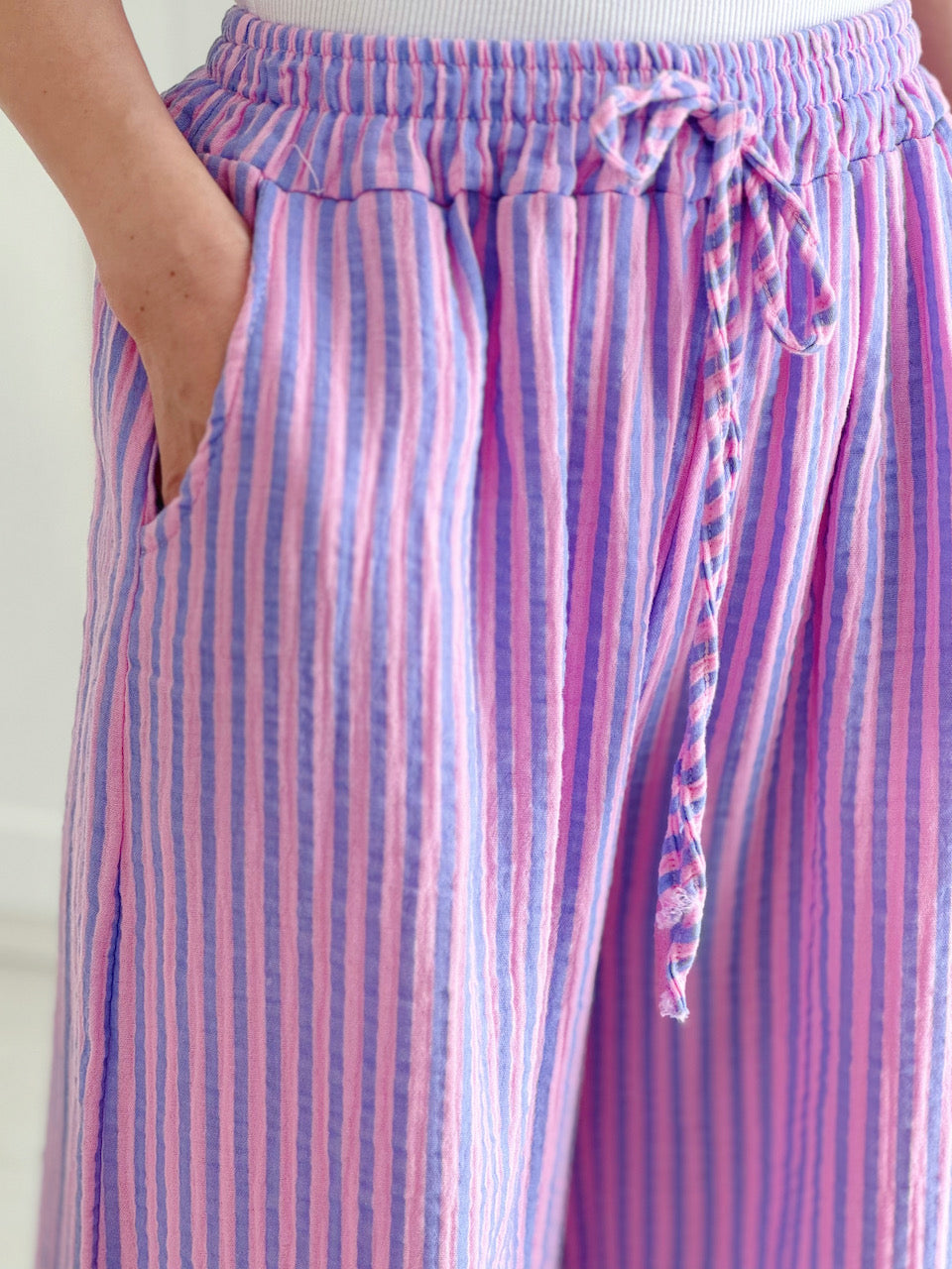 Pantalón de Muselina, Lavanda a Rayas