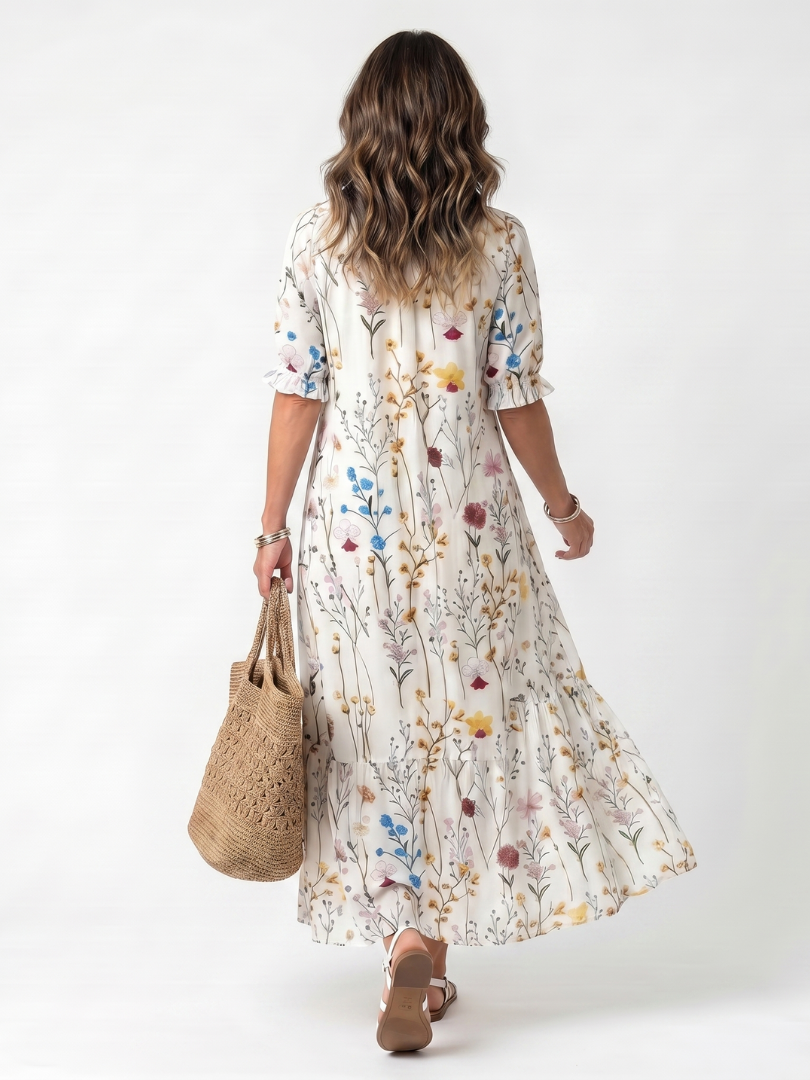Manuela | Vestido midi con estampado botánico
