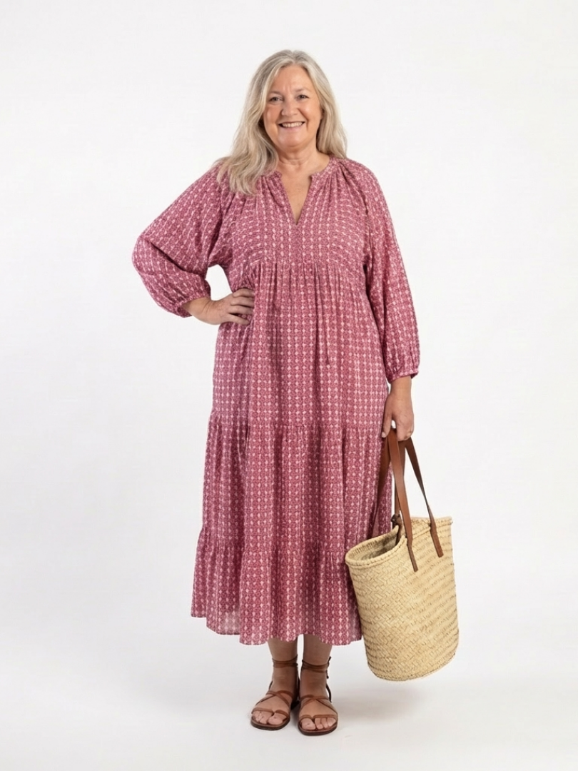 Greta | Vestido midi con estampado geométrico
