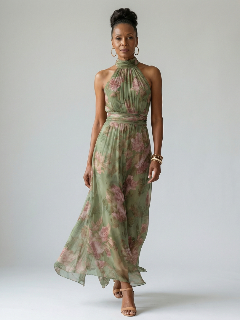 Paula | Vestido midi con halter fruncido