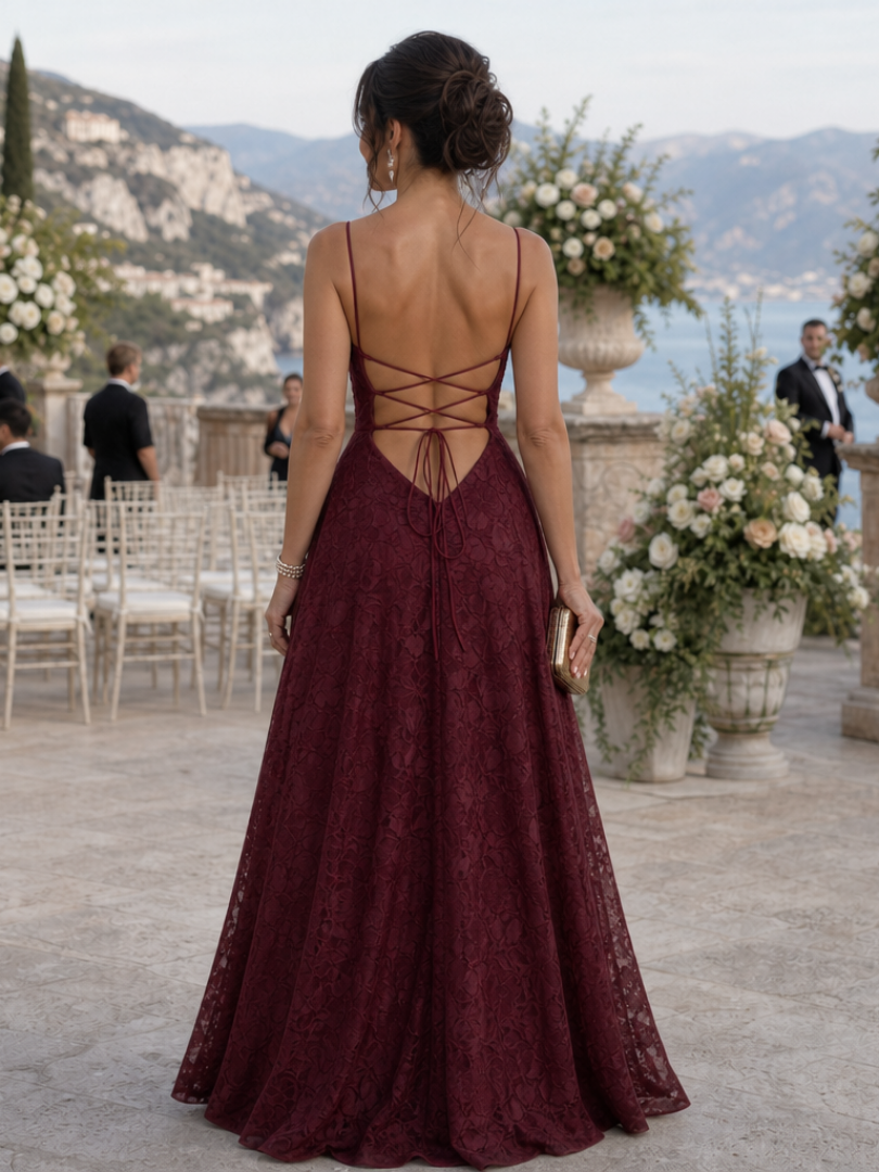 Liane | Vestido maxi de encaje con tirantes finos