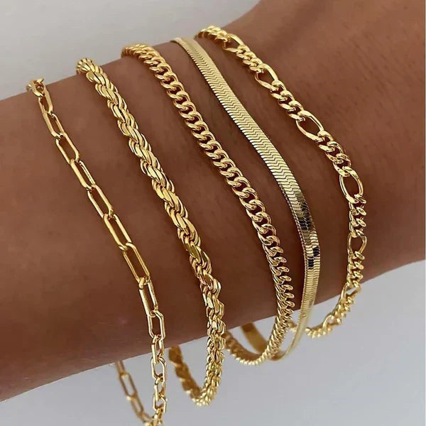 Luna, Set de 5 Pulseras de Cadena de Zelira