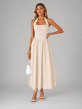 Carlotta | Vestido midi halter con fruncido