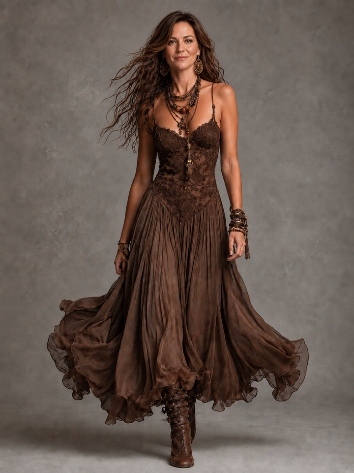 Olivia, Vestido Maxi de Mujer con Corsé de Encaje de Zelira