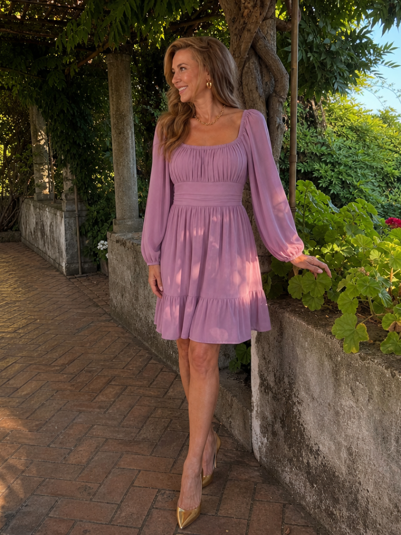 Cornelia | Vestido de manga larga con bajo de volantes