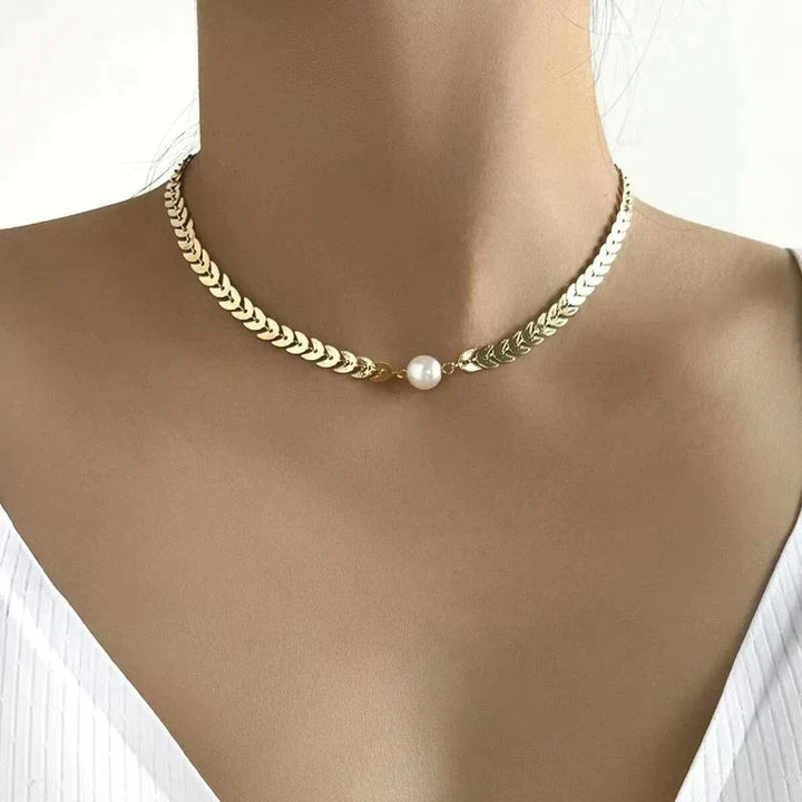 Collar griego con perla en oro - Zelira