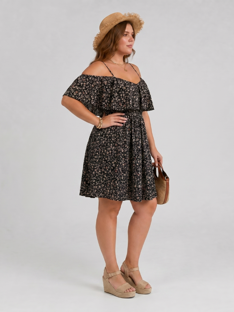 Henrike | Vestido cold-shoulder con volantes