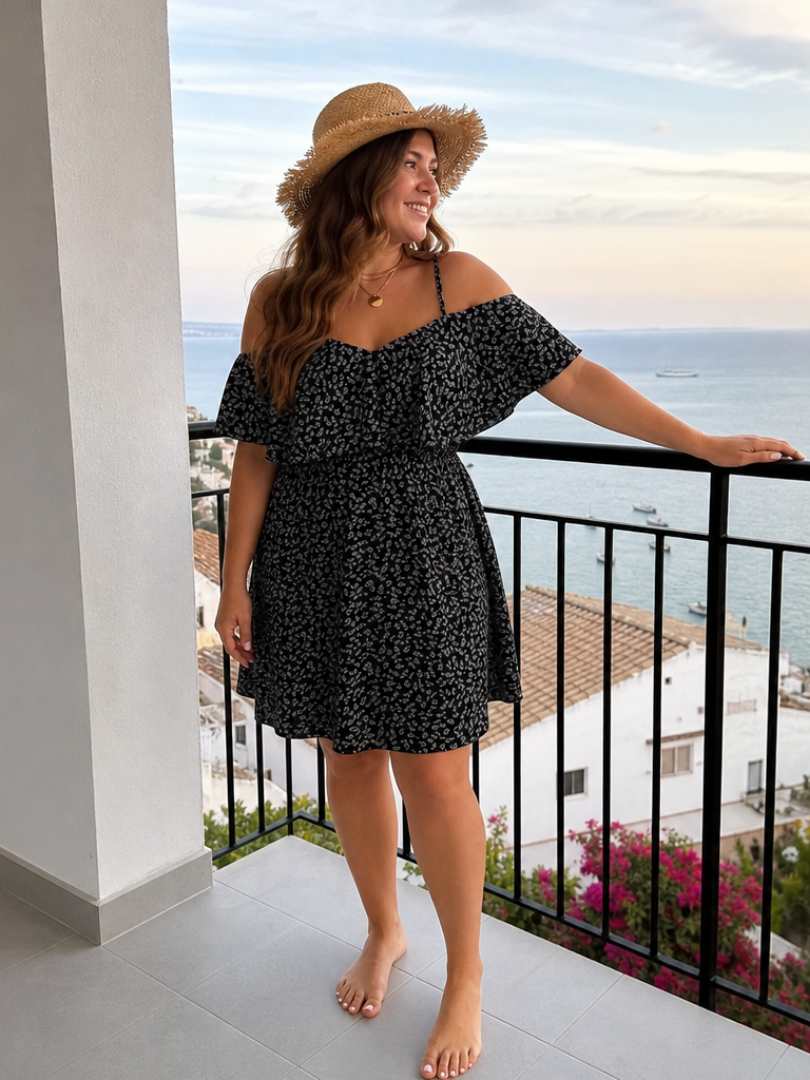 Henrike | Vestido cold-shoulder con volantes