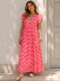 Vestido de Muselina, Espalda Descubierta, sin Mangas, Hojas de Palmera, 3 colores
