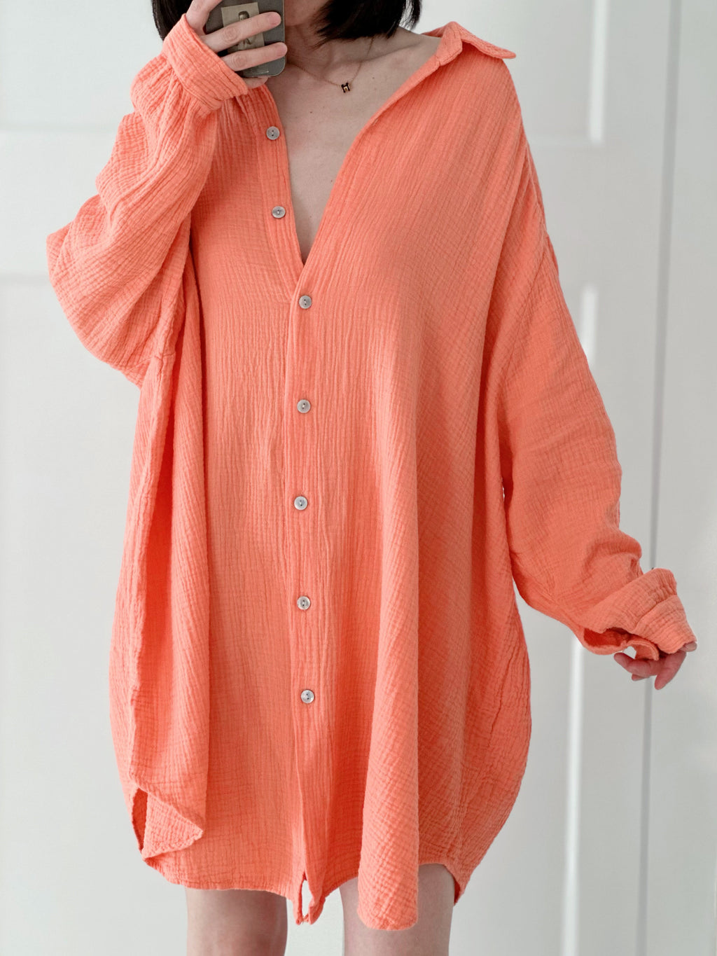 Blusa de muselina, oversize larga, 32 colores
