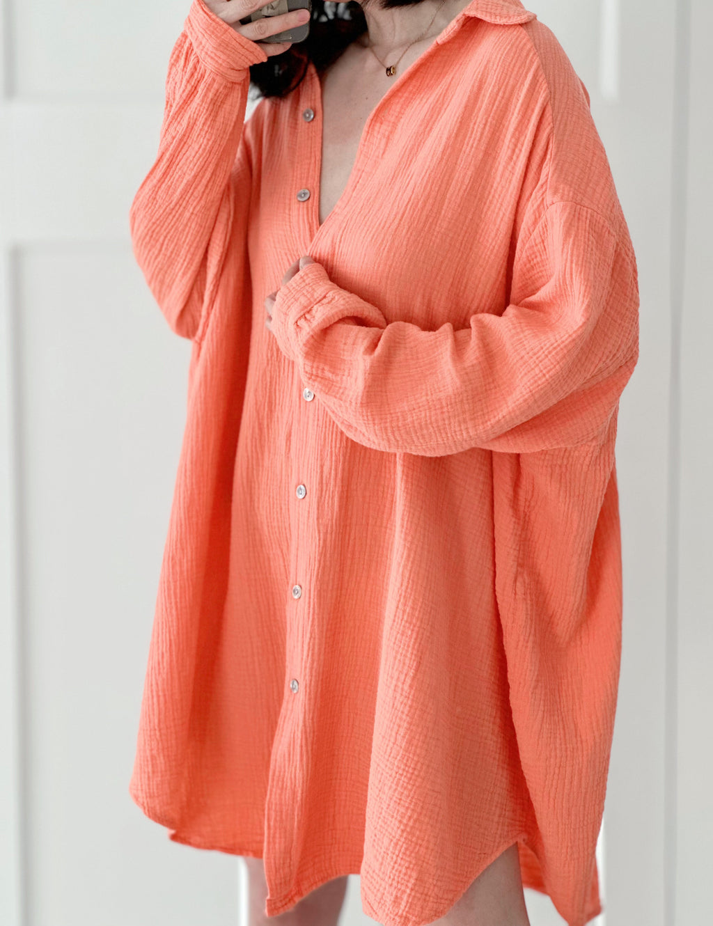 Blusa de muselina, oversize larga, 32 colores