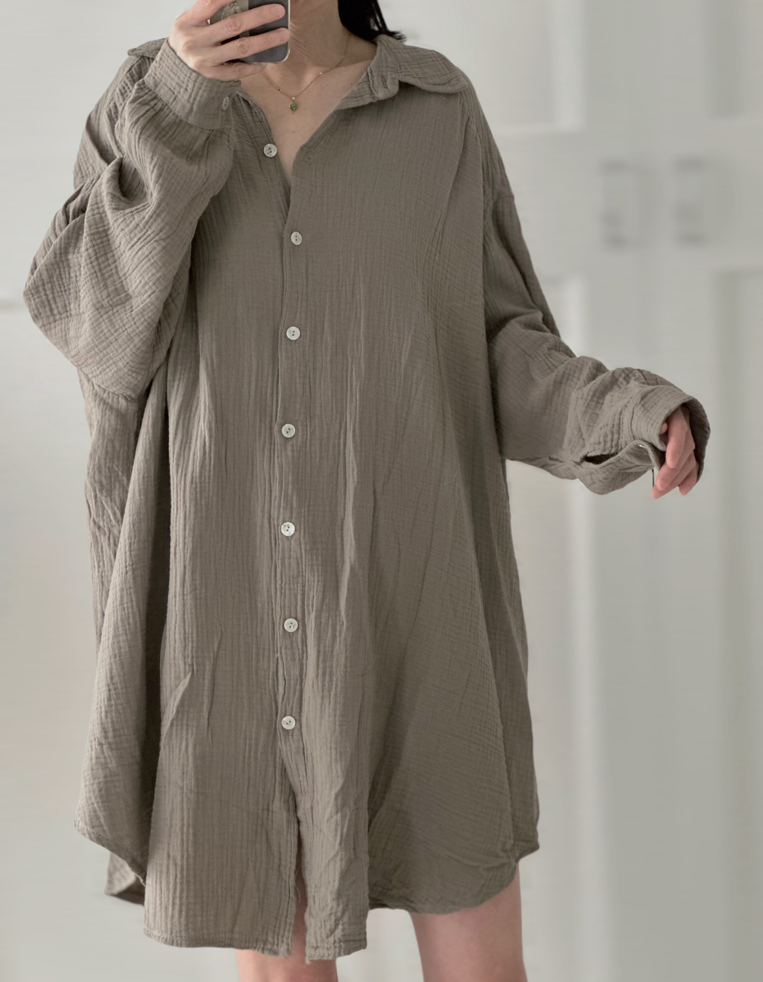 Blusa de muselina, oversize larga, 32 colores