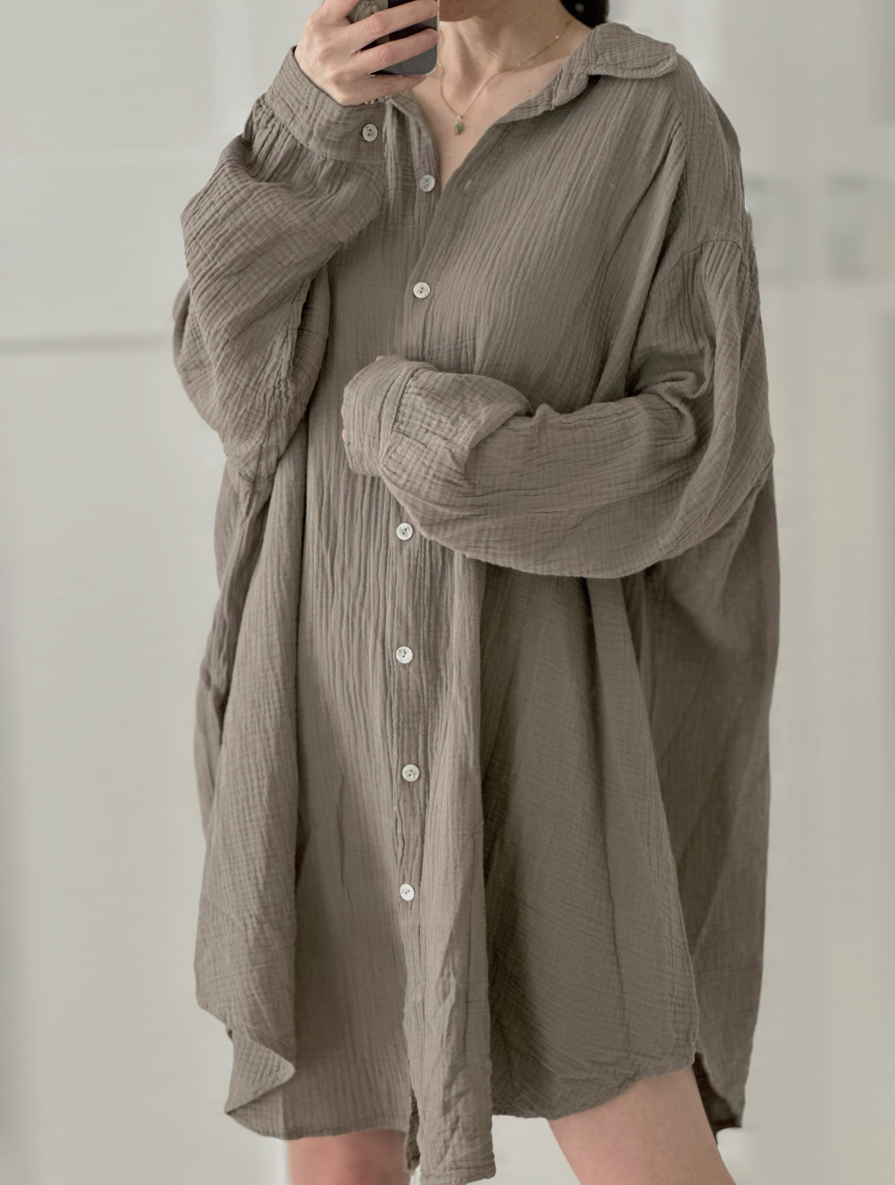 Blusa de muselina, oversize larga, 32 colores