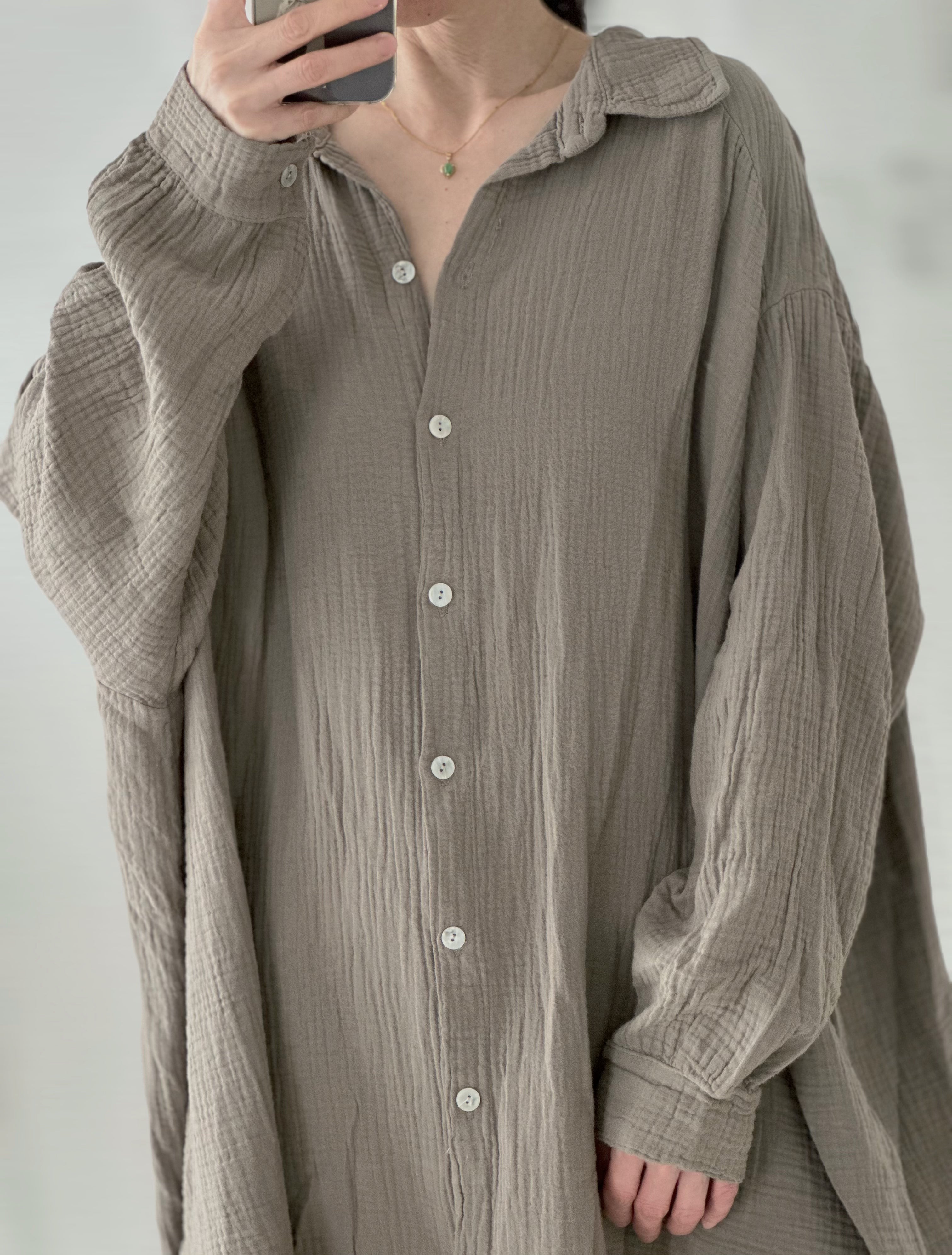 Blusa de muselina, oversize larga, 32 colores