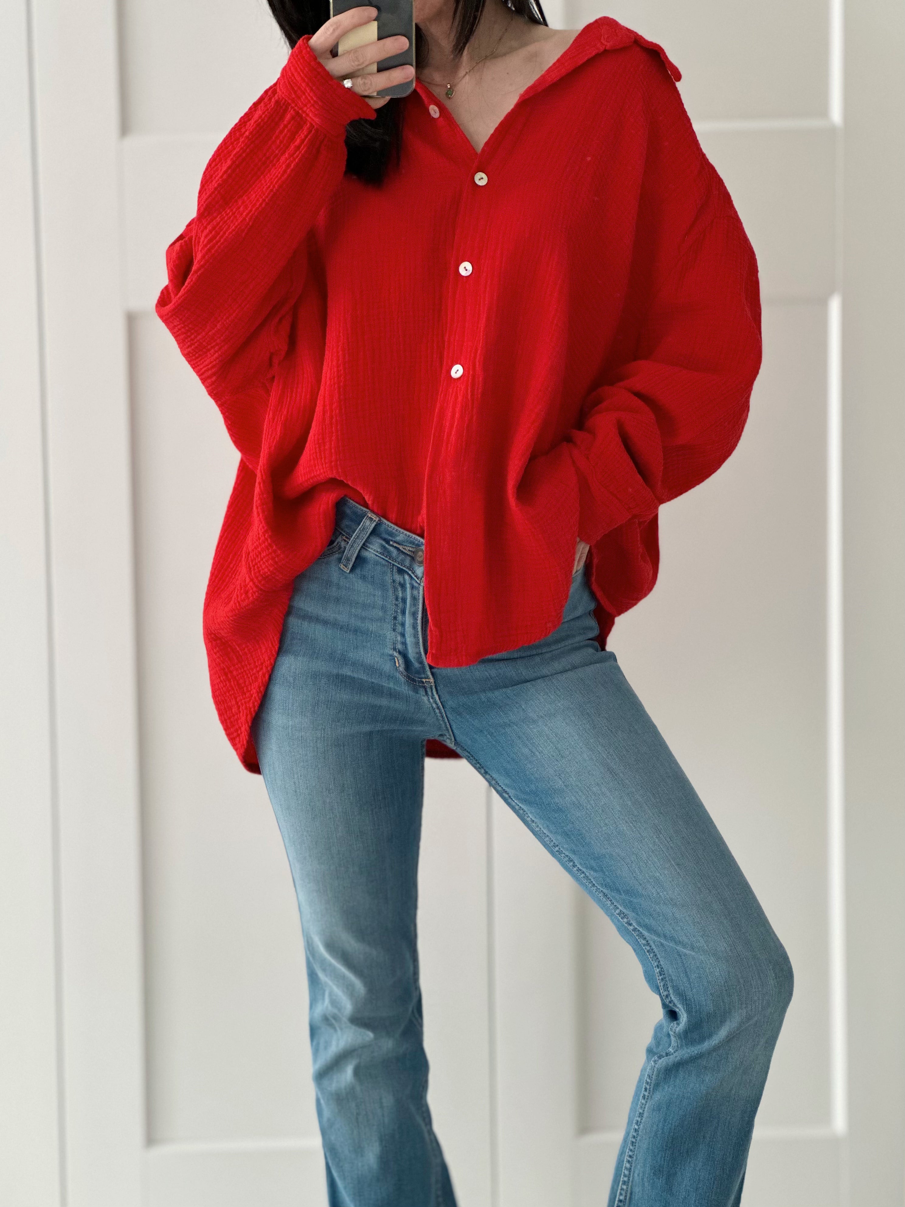 Blusa de muselina, regular, 34 colores