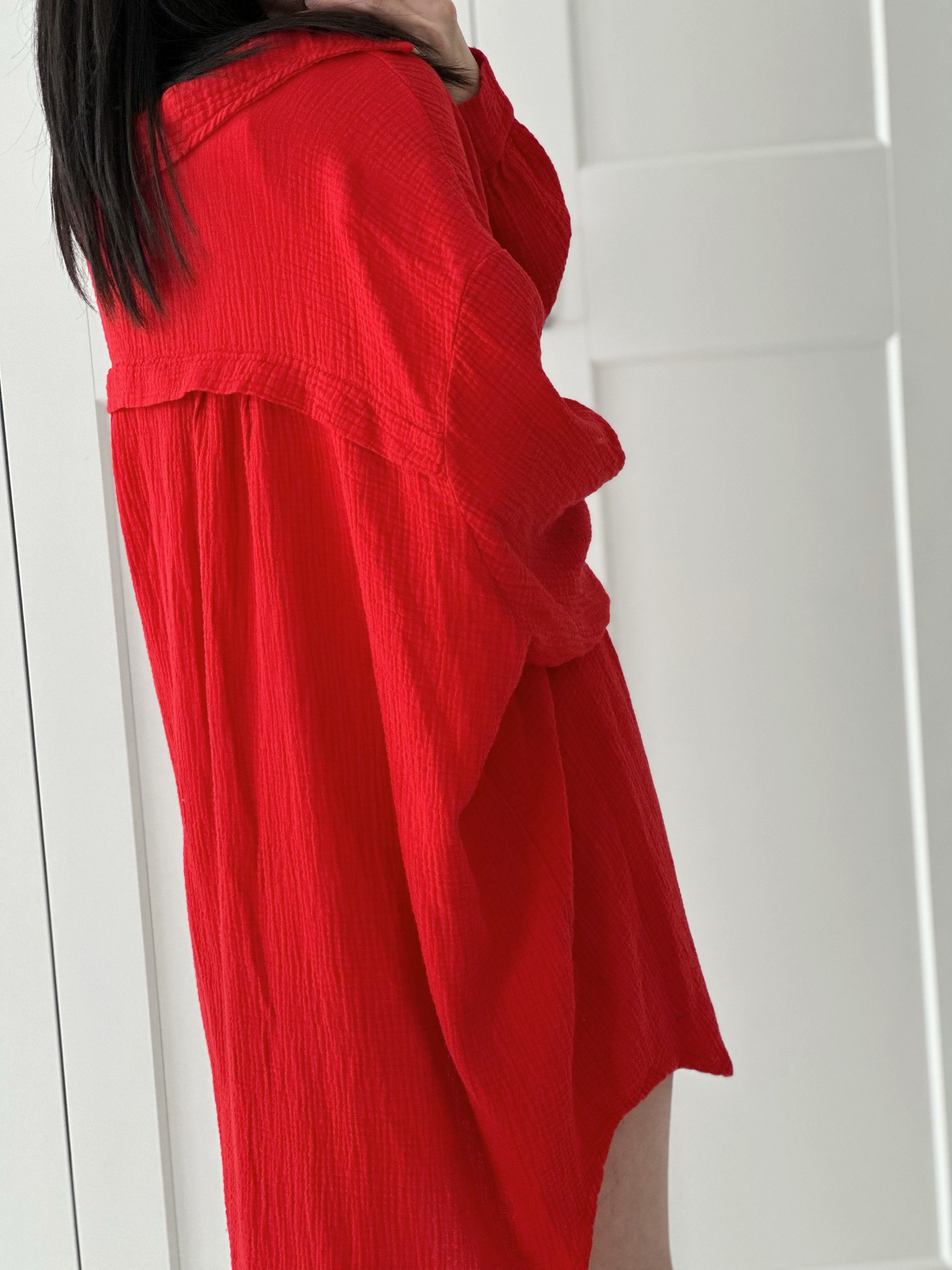 Blusa de muselina, oversize larga, 32 colores