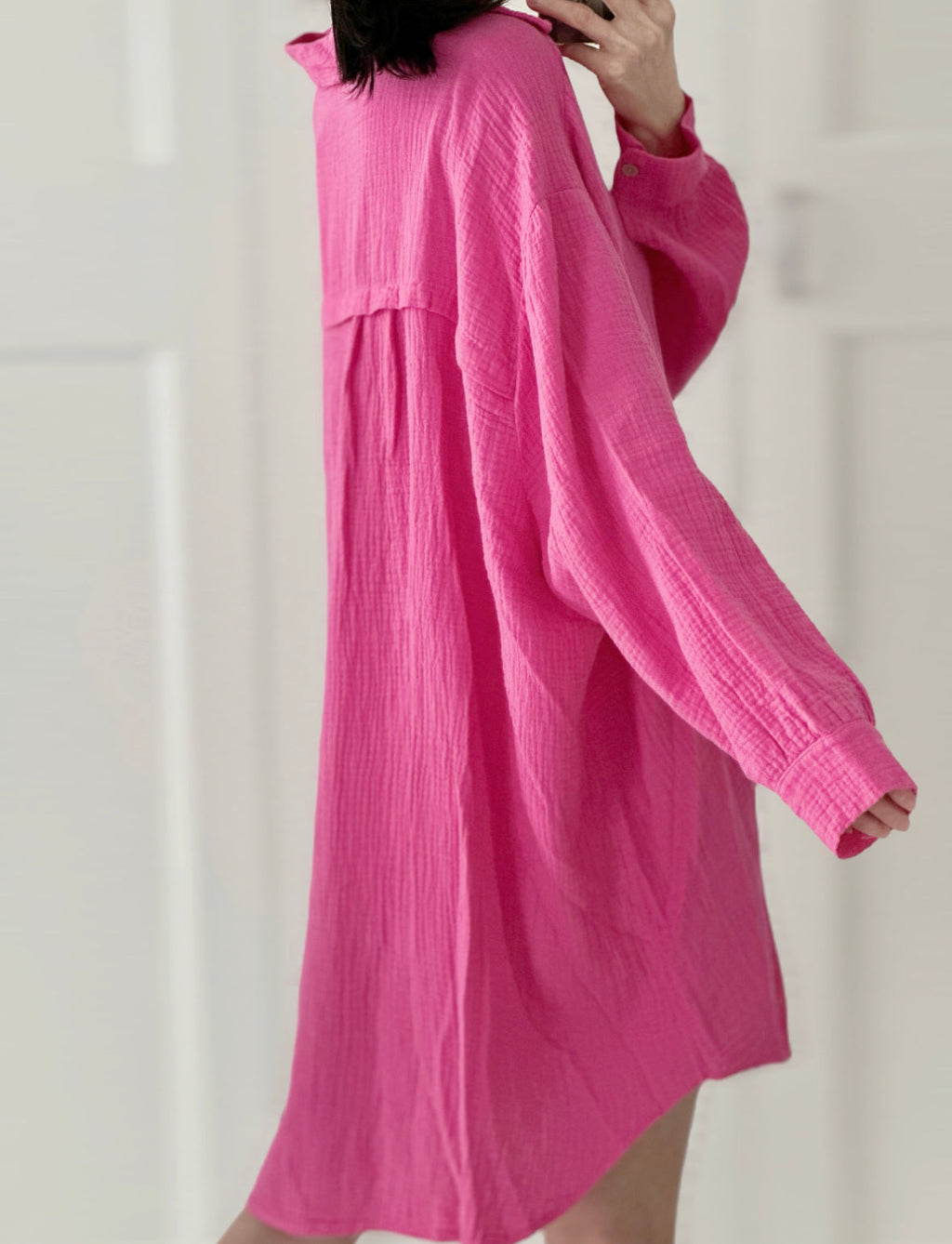 Blusa de muselina, oversize larga, 32 colores