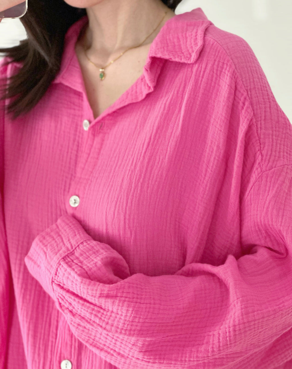 Blusa de muselina, oversize larga, 32 colores