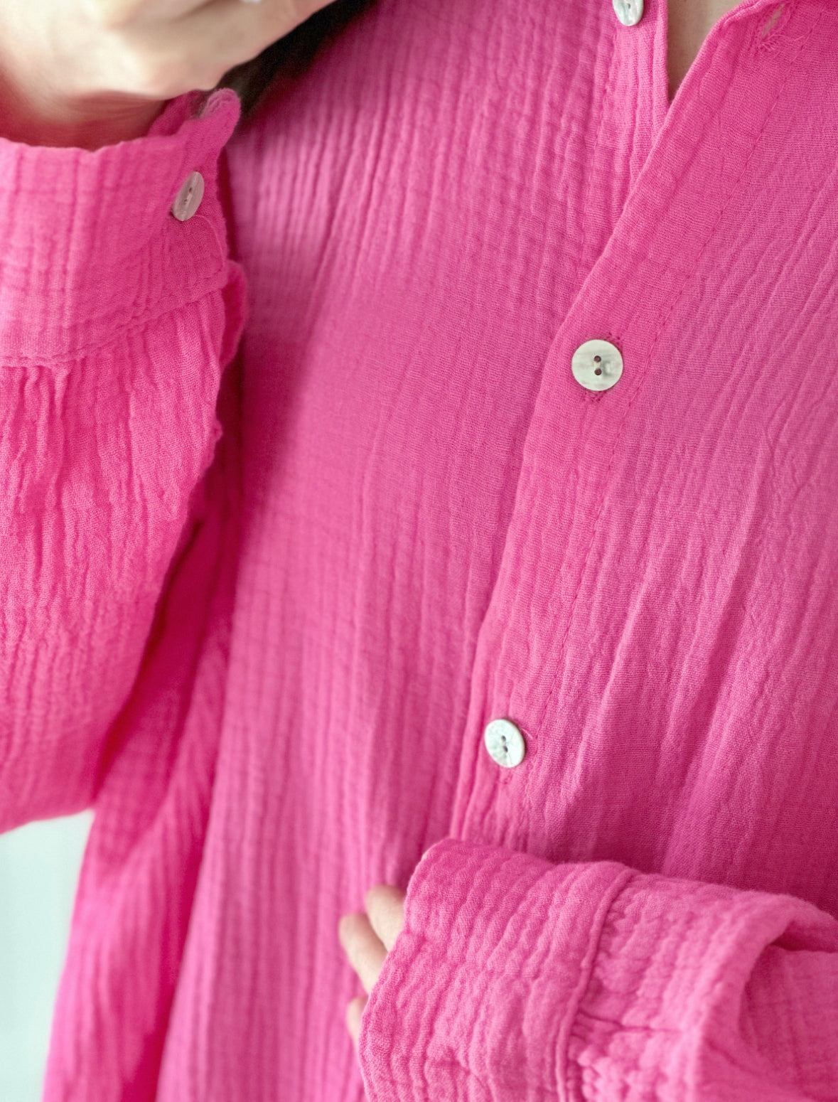 Blusa de muselina, oversize larga, 32 colores