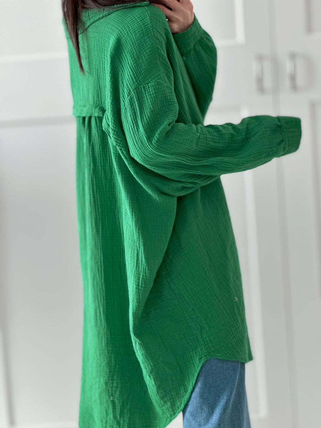 Blusa de muselina, oversize larga, 32 colores