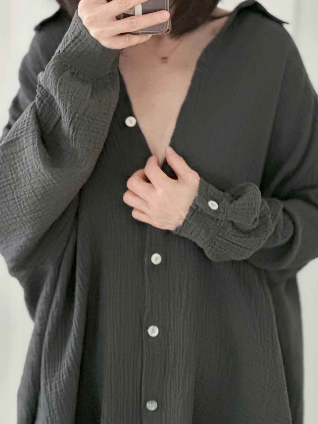 Blusa de muselina, oversize larga, 32 colores
