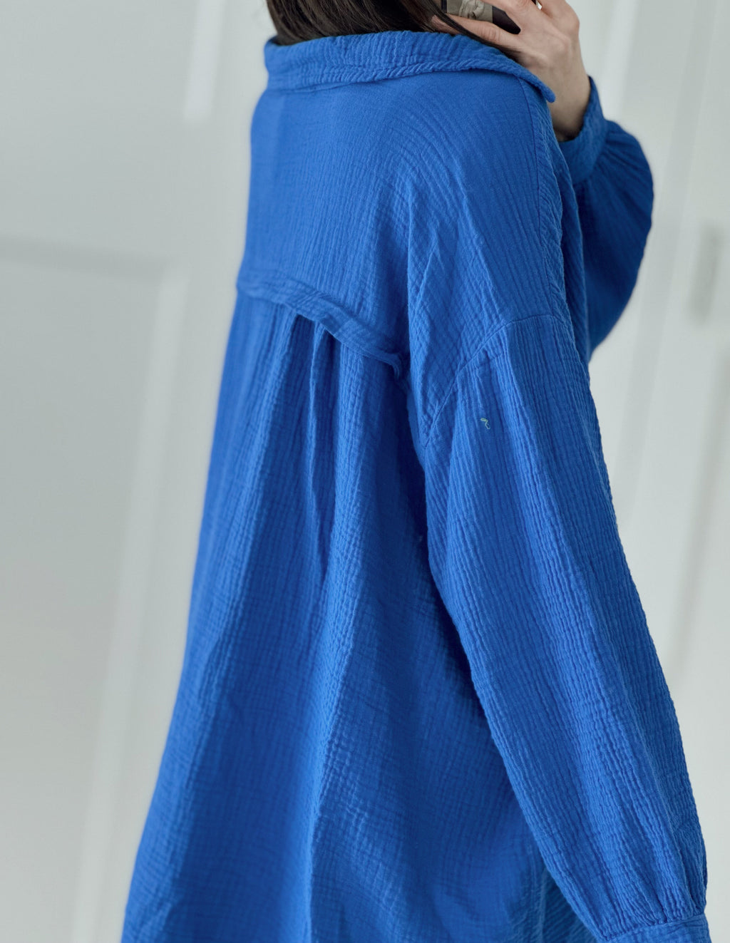 Blusa de muselina, oversize larga, 32 colores