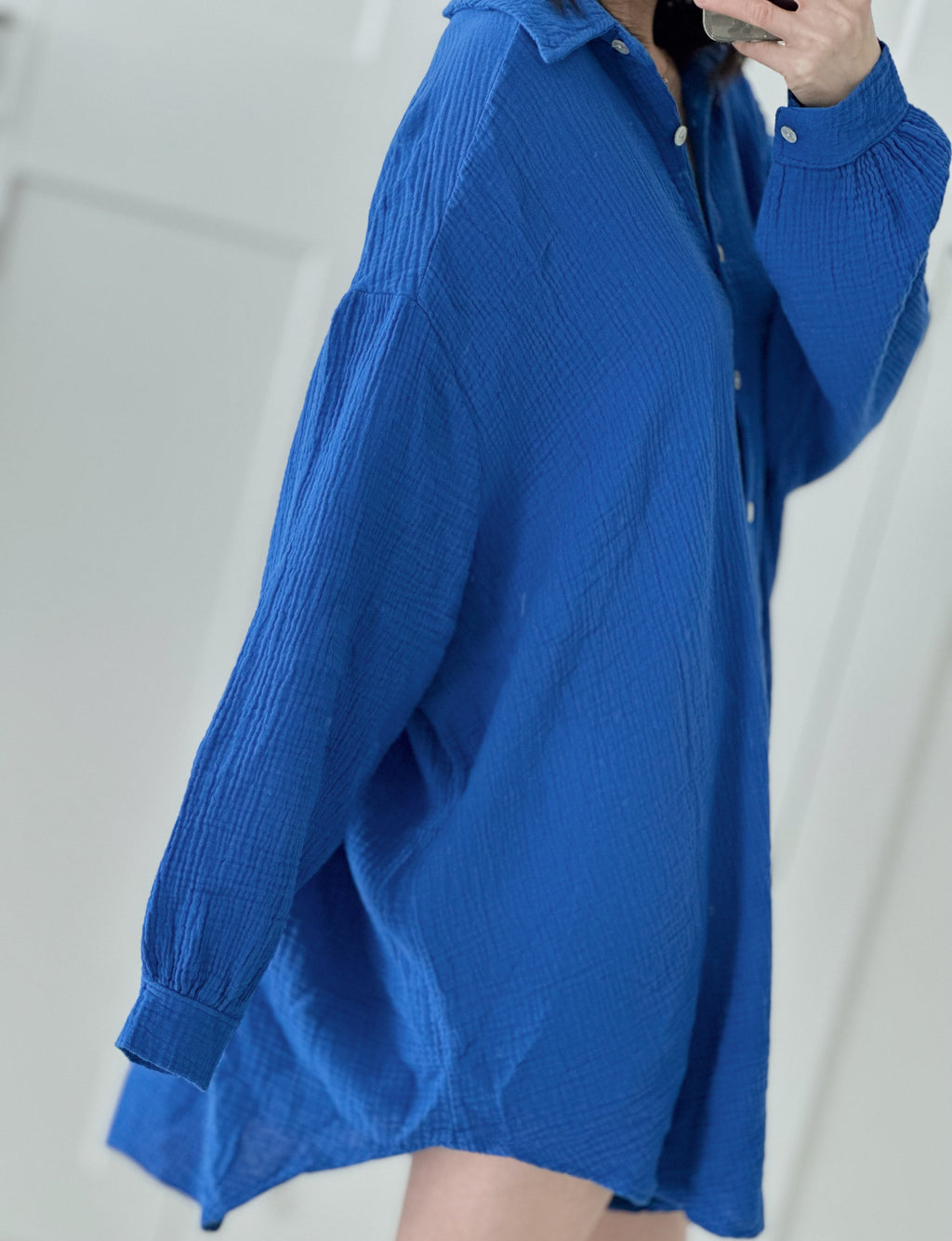 Blusa de muselina, oversize larga, 32 colores