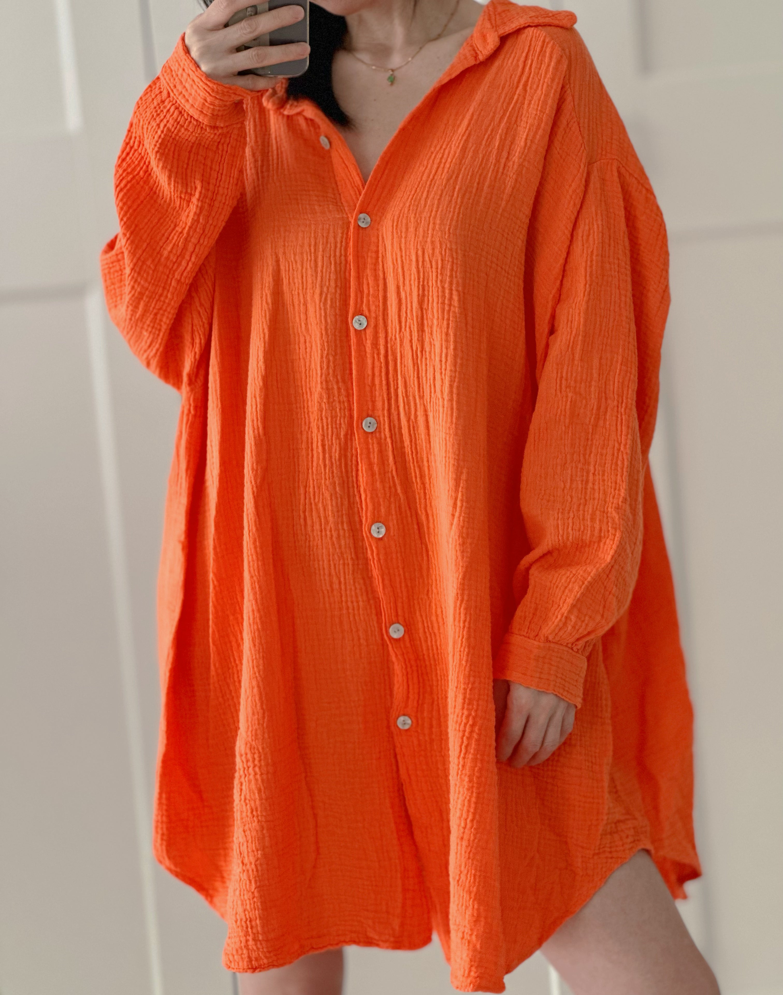 Blusa de muselina, oversize larga, 32 colores