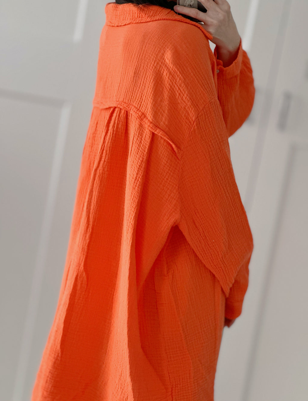Blusa de muselina, oversize larga, 32 colores