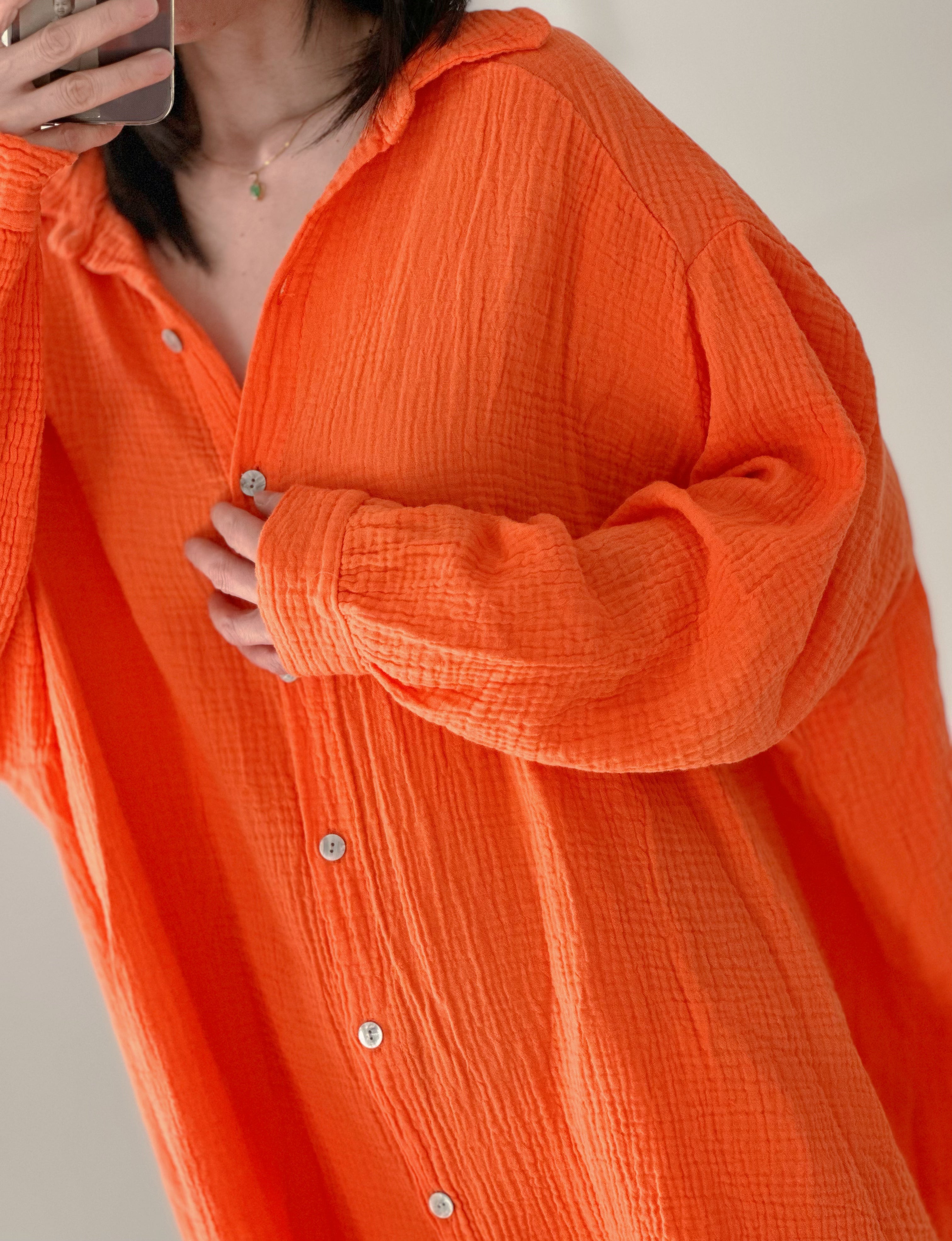 Blusa de muselina, oversize larga, 32 colores