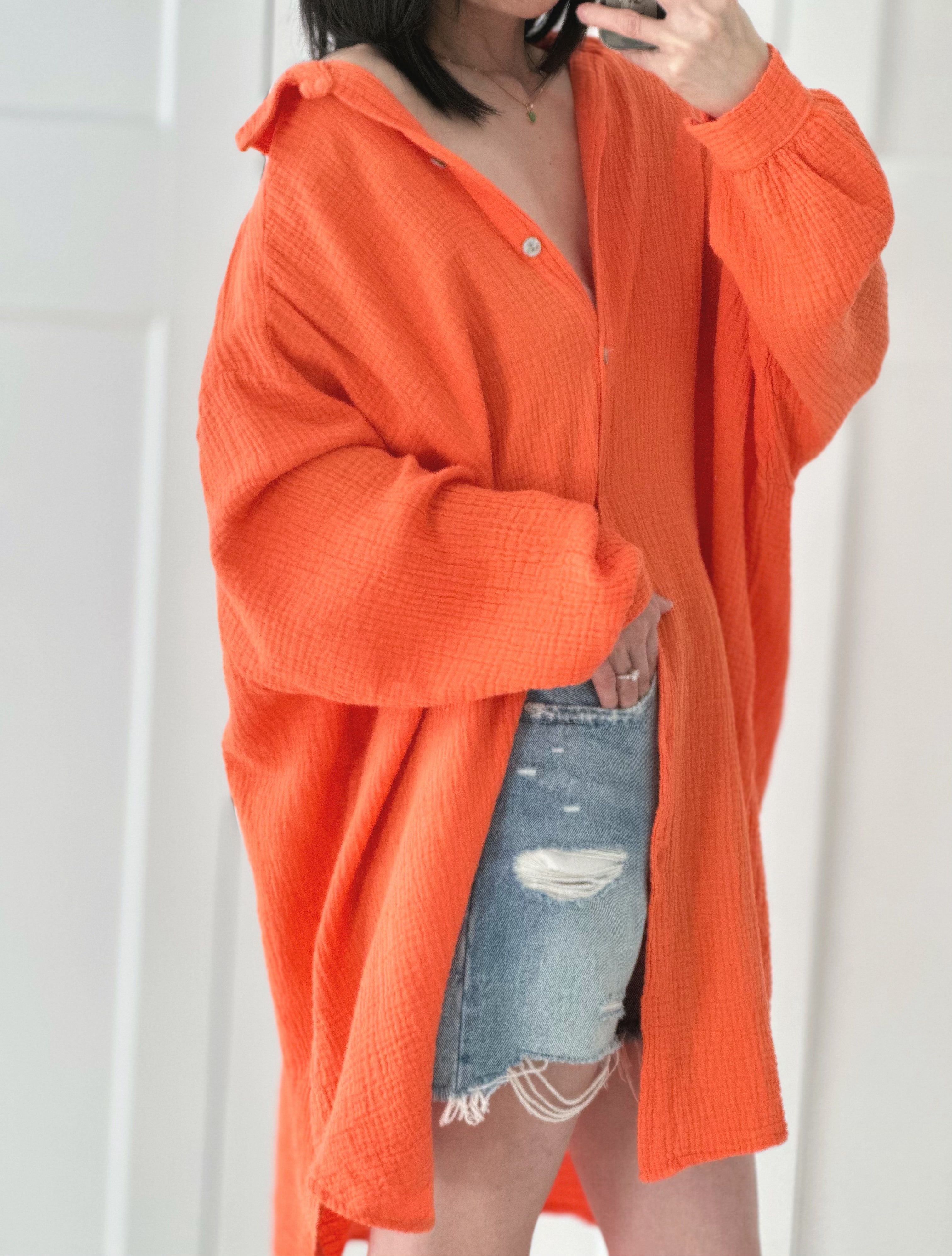 Blusa de muselina, oversize larga, 32 colores